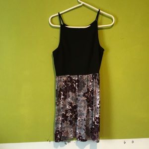 Ann Taylor Loft Black & Floral Mini Dress